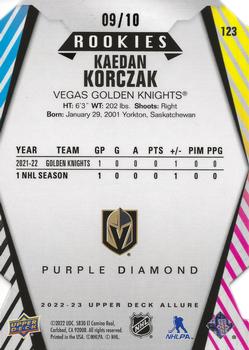 2022-23 Upper Deck Allure - Purple Diamond #123 Kaedan Korczak Back