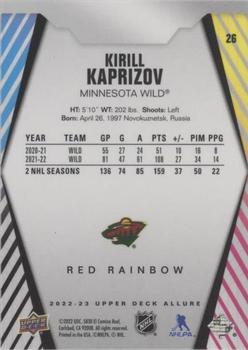 2022-23 Upper Deck Allure - Red Rainbow #26 Kirill Kaprizov Back