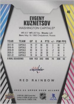 2022-23 Upper Deck Allure - Red Rainbow #45 Evgeny Kuznetsov Back