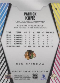 2022-23 Upper Deck Allure - Red Rainbow #75 Patrick Kane Back