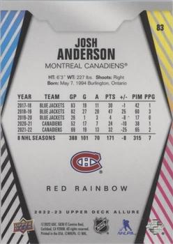 2022-23 Upper Deck Allure - Red Rainbow #83 Josh Anderson Back