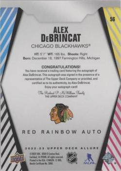 2022-23 Upper Deck Allure - Autographs Red Rainbow #56 Alex DeBrincat Back