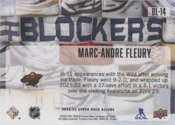 2022-23 Upper Deck Allure - Blockers #BL-14 Marc-Andre Fleury Back