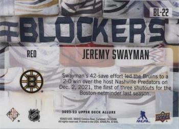 2022-23 Upper Deck Allure - Blockers Red #BL-22 Jeremy Swayman Back