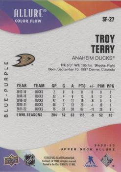 2022-23 Upper Deck Allure - Color Flow Blue-Purple #SF-27 Troy Terry Back