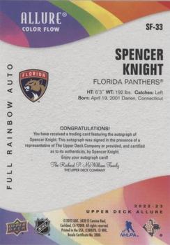2022-23 Upper Deck Allure - Color Flow Autographs Full Rainbow #SF-33 Spencer Knight Back