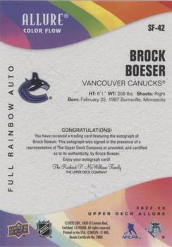 2022-23 Upper Deck Allure - Color Flow Autographs Full Rainbow #SF-42 Brock Boeser Back