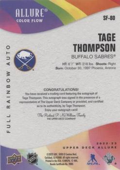 2022-23 Upper Deck Allure - Color Flow Autographs Full Rainbow #SF-80 Tage Thompson Back