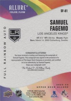 2022-23 Upper Deck Allure - Color Flow Autographs Full Rainbow #SF-81 Samuel Fagemo Back