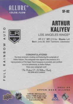 2022-23 Upper Deck Allure - Color Flow Autographs Full Rainbow #SF-92 Arthur Kaliyev Back