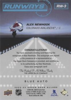 2022-23 Upper Deck Allure - Runways Autographs #RW-3 Alex Newhook Back