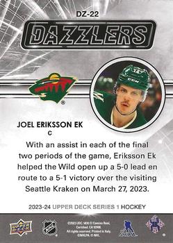2023-24 Upper Deck - Dazzlers Green #DZ-22 Joel Eriksson Ek Back