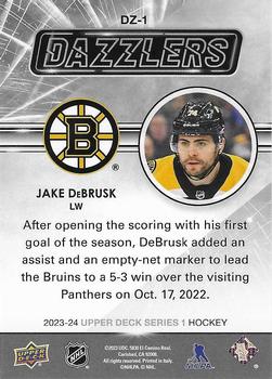 2023-24 Upper Deck - Dazzlers Orange #DZ-1 Jake DeBrusk Back
