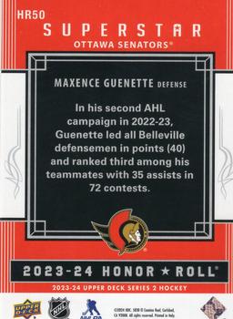 2023-24 Upper Deck - Honor Roll #HR50 Maxence Guenette Back