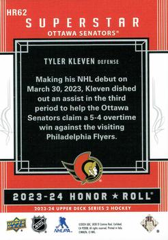 2023-24 Upper Deck - Honor Roll #HR62 Tyler Kleven Back