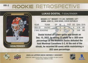 2023-24 Upper Deck - Rookie Retrospective Gold #RR-3 Lukas Dostal Back