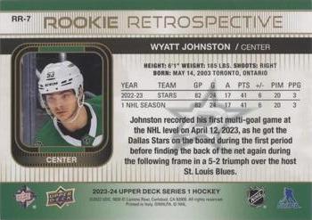 2023-24 Upper Deck - Rookie Retrospective Gold #RR-7 Wyatt Johnston Back