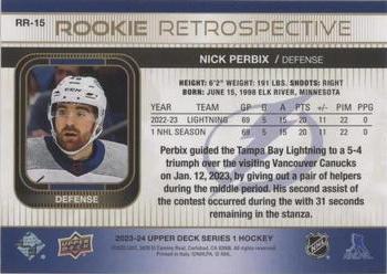 2023-24 Upper Deck - Rookie Retrospective Gold #RR-15 Nick Perbix Back