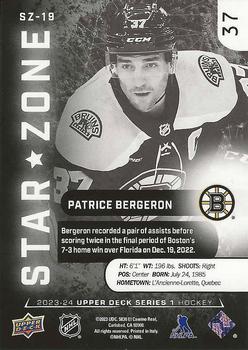 2023-24 Upper Deck - Star Zone #SZ-19 Patrice Bergeron Back