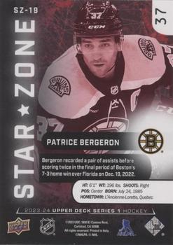 2023-24 Upper Deck - Star Zone Red #SZ-19 Patrice Bergeron Back