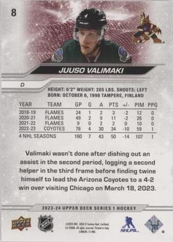 2023-24 Upper Deck - Outburst Silver #8 Juuso Valimaki Back