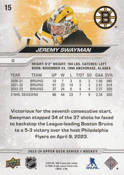 2023-24 Upper Deck - Outburst Silver #15 Jeremy Swayman Back