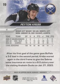 2023-24 Upper Deck - Outburst Silver #19 Peyton Krebs Back