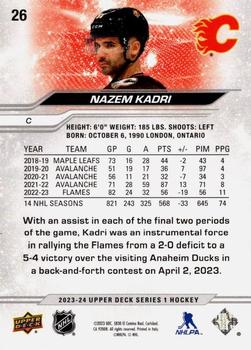 2023-24 Upper Deck - Outburst Silver #26 Nazem Kadri Back