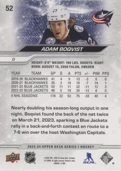 2023-24 Upper Deck - Outburst Silver #52 Adam Boqvist Back