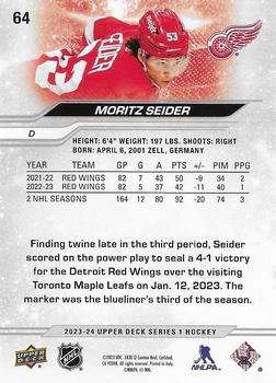 2023-24 Upper Deck - Outburst Silver #64 Moritz Seider Back
