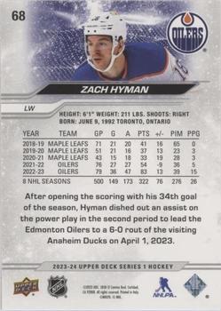 2023-24 Upper Deck - Outburst Silver #68 Zach Hyman Back