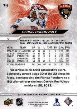 2023-24 Upper Deck - Outburst Silver #79 Sergei Bobrovsky Back