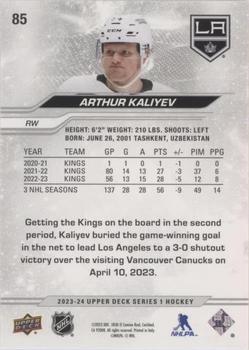 2023-24 Upper Deck - Outburst Silver #85 Arthur Kaliyev Back