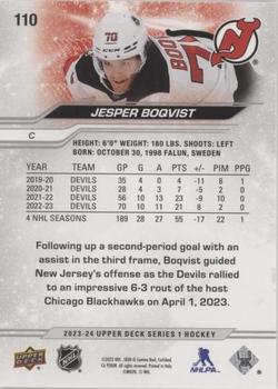 2023-24 Upper Deck - Outburst Silver #110 Jesper Boqvist Back