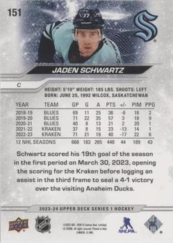 2023-24 Upper Deck - Outburst Silver #151 Jaden Schwartz Back