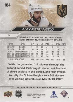 2023-24 Upper Deck - Outburst Silver #184 Alex Pietrangelo Back