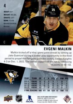 2023-24 SP Game Used #4 Evgeni Malkin Back