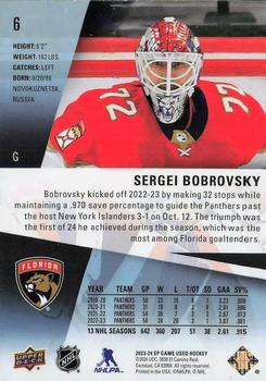 2023-24 SP Game Used #6 Sergei Bobrovsky Back