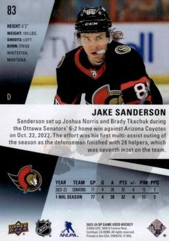 2023-24 SP Game Used #83 Jake Sanderson Back