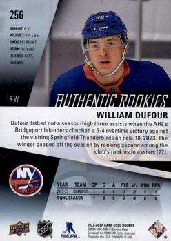 2023-24 SP Game Used #256 William Dufour Back