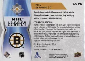 2021-22 Upper Deck Ultimate Collection - 2020-21 Upper Deck Ultimate Collection Update: NHL Legacy Autographs #LA-PE Phil Esposito Back