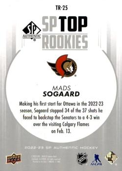 2022-23 SP Authentic - Top Rookies #TR-25 Mads Sogaard Back