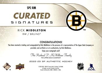 2022-23 SP Authentic - SP Curated Signatures #SPC-RM Rick Middleton Back