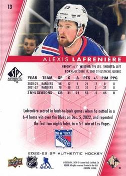 2022-23 SP Authentic - Limited Red #13 Alexis Lafreniere Back