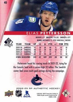 2022-23 SP Authentic - Limited Red #40 Elias Pettersson Back