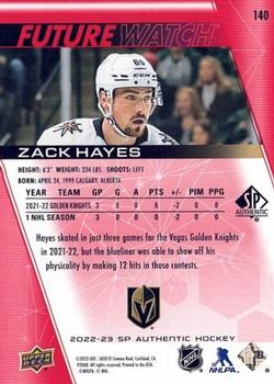 2022-23 SP Authentic - Limited Red #140 Zack Hayes Back