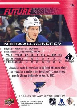 2022-23 SP Authentic - Limited Red #174 Nikita Alexandrov Back