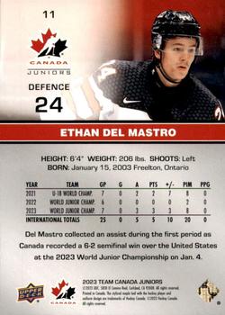 2023 Upper Deck Team Canada Juniors #11 Ethan Del Mastro Back