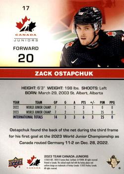 2023 Upper Deck Team Canada Juniors #17 Zack Ostapchuk Back