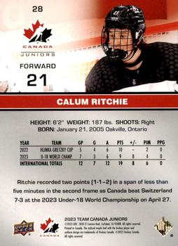 2023 Upper Deck Team Canada Juniors #28 Calum Ritchie Back
